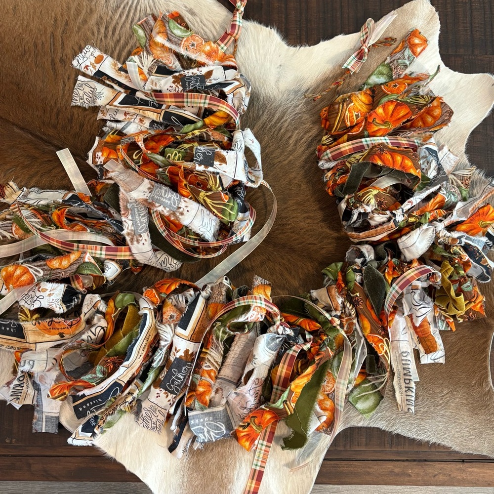NWT Fall Handmade Rag Garland - Picture 6 of 6